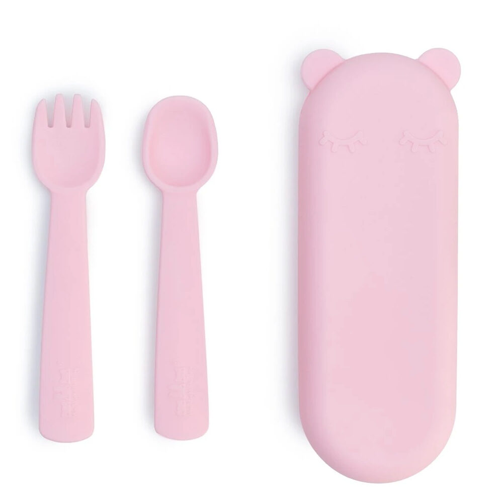 Cubiertos de silicona para bebés - Rosa