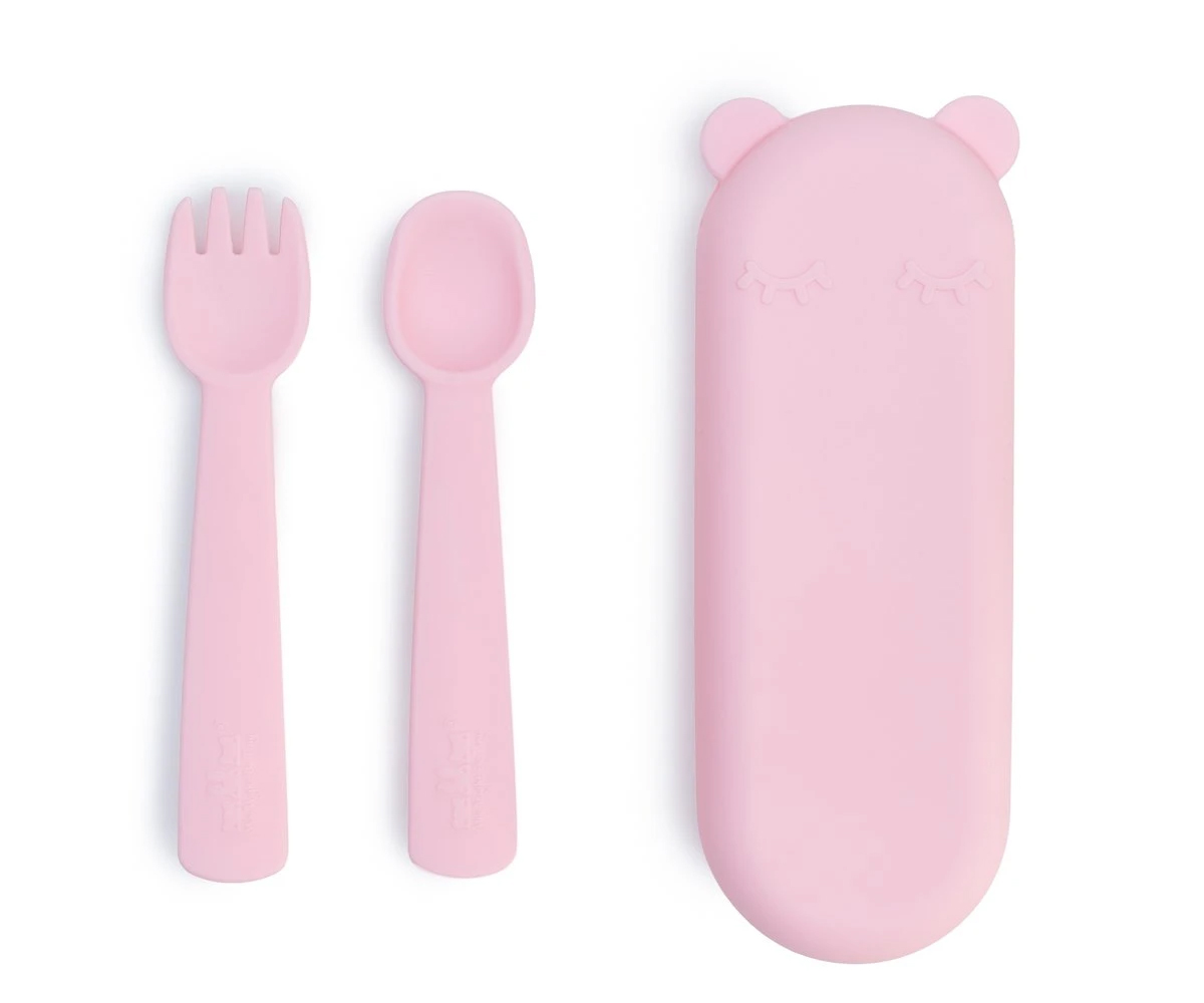 Cubiertos de silicona para bebés - Rosa