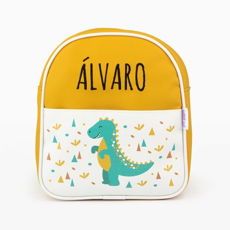 Mochila Dino Mipipo personalizada con nombre HUGO
