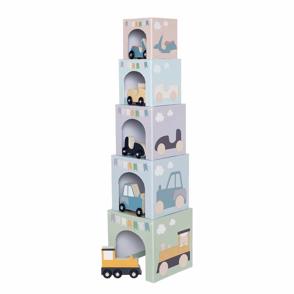 Torre apilable con cochecitos de madera Jabadabadoo